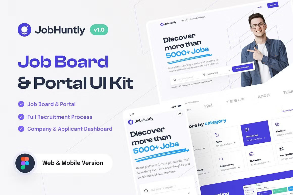 Job Huntly Job Board & Portal UI Kit by Design Laboratory on Dribbble
