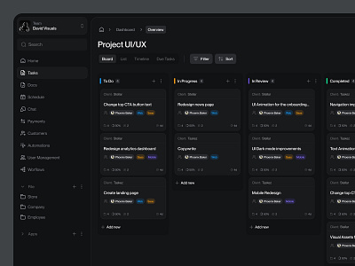 Task Management – Dark mode calendar clean concept dark dark mode dashboard design graphic design minimal product design productivity saas task list task manager task managment task managment app to do ui ux web app