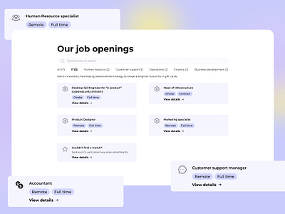 Job openings website. Company website design job openings product productdesign ui ux ux design vacancies web webdesign