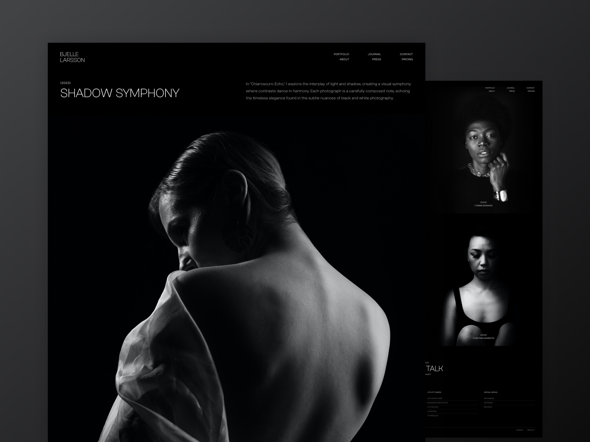 Bjelle - Photography Website Design blog design framer photography template ui web design webdesign webflow website website design website template