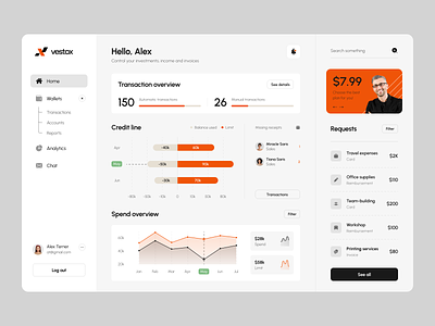 Vestox Dashboard design interface product service startup ui ux web website