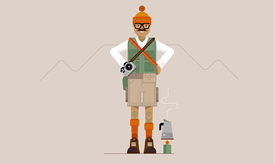 Mountain guide characters design illustration people retro style styletest vector