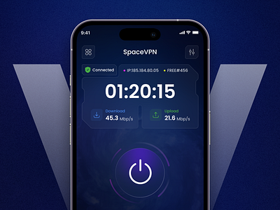 VPN Mobile App app application branding connection dark theme device figma interface ip mobile network privacy technologies ui ux vpn