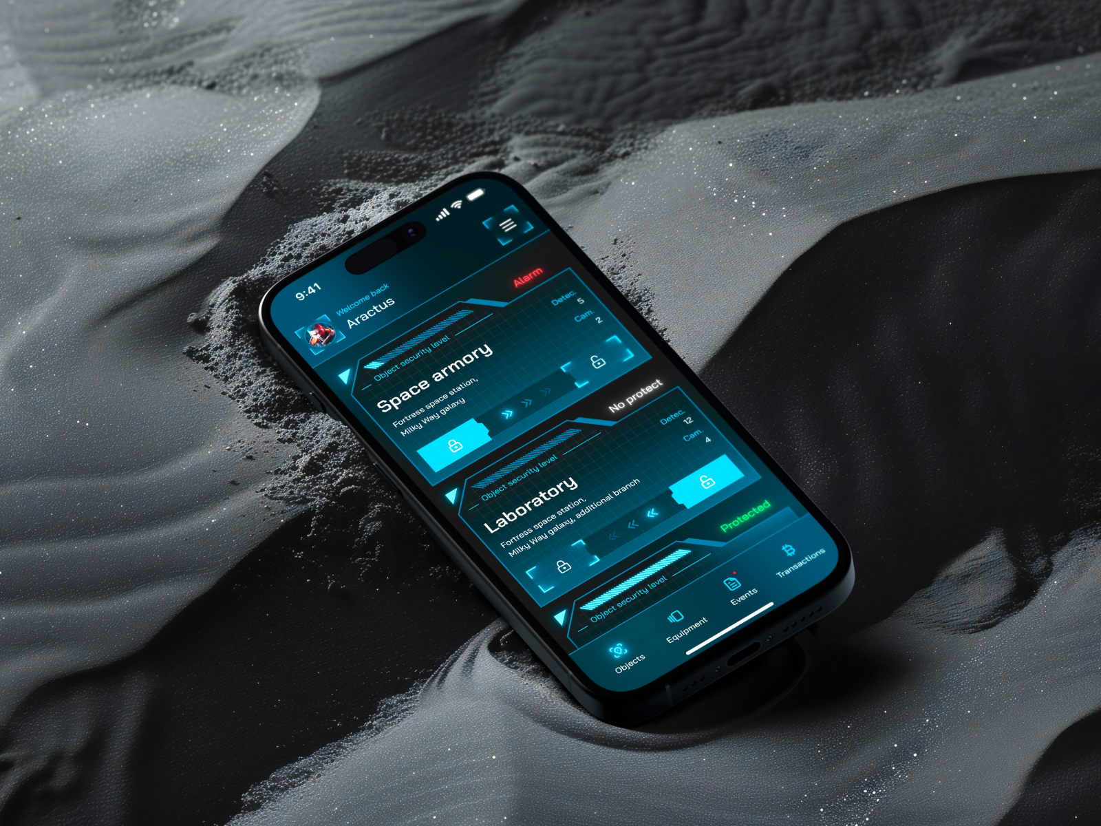 Security system app in a cyberpunk style (UX/UI) air animation app app store apple application costumer cyberpunk design dribble figma interface ios logo mobile security ui ux uxui vector