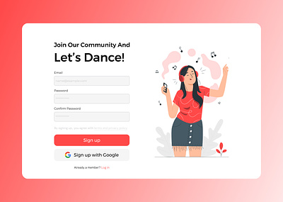 Sign up screen dailyui dance figma sign in sign up