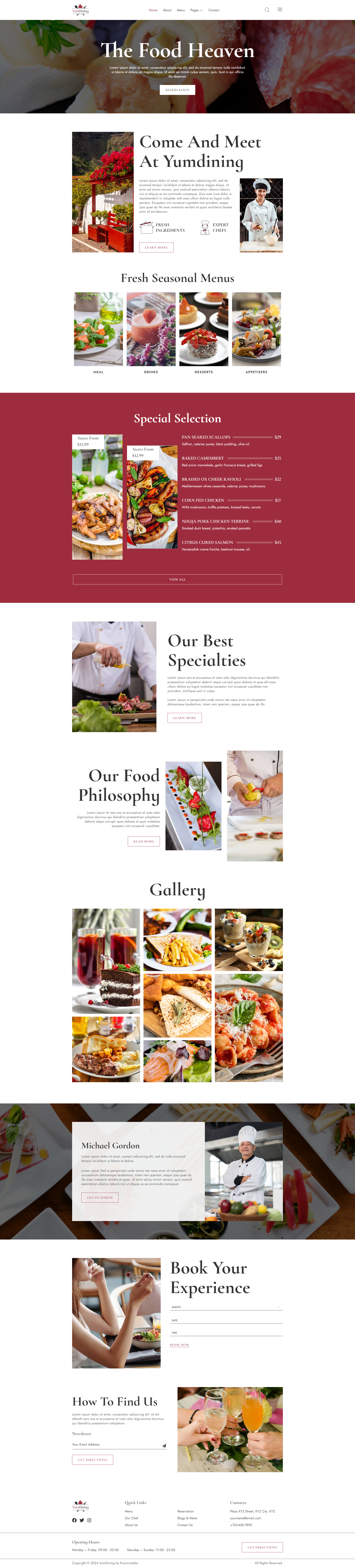 Yumdining - Restaurant & Café Elementor Template Kit restaurant template