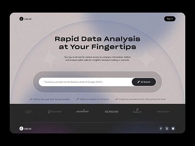 AI-Powered Data Chart Dashboard Design for Large Companies ai ai bar ai powered ai search ai search bar animation app design artificial intelligence business intelligence chatbot dashboard design data chart data visualization machine learning minimal ui ui design ux visualization web design