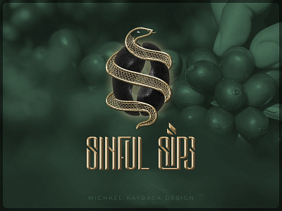 Sinful Sips Cafe bean bible brand branding cafe coffee design identity logo logo design logotype luxury serpent sin snake
