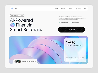 Finay - Financial Platform Website 3d ai artificial intelligence financial generative images homepage landing page money ui user interface ux wallet website website design