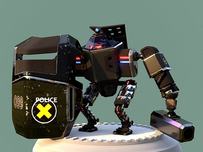 Police Mech 3d blender mech police robot