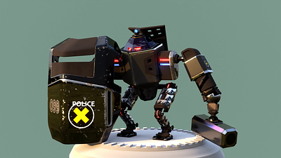Police Mech 3d blender mech police robot