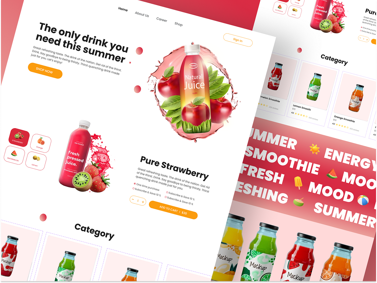 Beverage Landing Page by Wakia Tun Nur Nisha on Dribbble