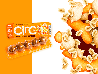 CirC Bites: Honey peanut & oats design grain texture grit honey illustration oatmeal oats packaging peanut snack texture vector