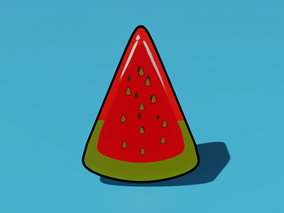 3D Illustration "Watermelon with outline" 3d 3d illustration 3d modelling animatsion blender character cute digital art illustrate illustration