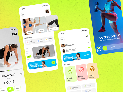 XFIT - Fitness Mobile App UI Design android app cardio courses crossfit exercise fitness gym app health ios mobile app mobile ui sport sport app tracker ui well being wellness workout yoga