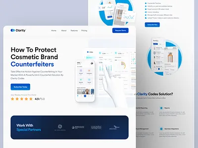 Clarity - Counterfeit SaaS Website animation branding community design graphic design icon design illustration logo motion graphics ui