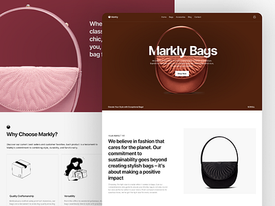 Markly Bags Website Landing Page app app design branding design e commence website figma design graphic design illustration landing page design logo ui ux vector web app design web application design website design