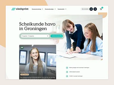 Eindsprint — Exam training detailpage animation book booking booking flow booking process calendar calendar design calendar selection calendar view date picker date selection location view motion design order product detail product page quote testimonial ui card