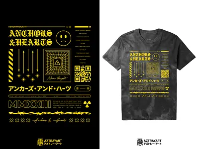 Anchors & Hearts anchor anti design antidesign arrow band band merch black letter blackletter design emoji heart icon illustration maximalism merch merchandise monoline sad star tshirt design