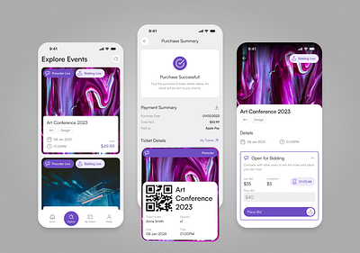 NFT Ticketing Platform - Mobile App purple