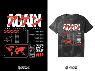 Again anti design antidesign arrow band band merch design icon illustration japan japanese katakana map maximalism merch merchandise monoline qr code tshirt design world world map