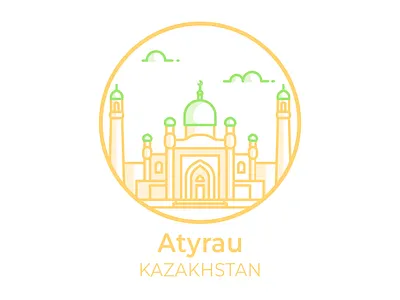 Atyrau city icon illustration affinity designer atyrau badge city emblem flat icon illustration kazakhstan line logo vector