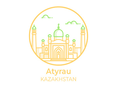 Atyrau city icon illustration affinity designer atyrau badge city emblem flat icon illustration kazakhstan line logo vector