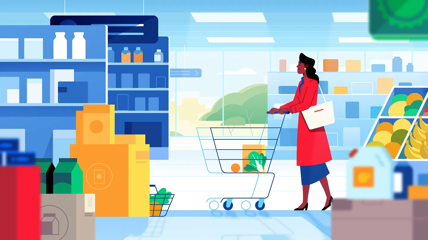 Vibrant Grocery Store Illustration for Website Design