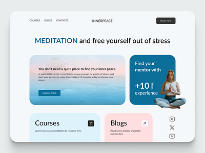 Meditation Course Platform Landing Page hero hero section home page landing page meditation meditation courses ui ui design web design