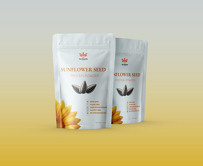 Pouch Design Sunflower Seed Protein Powder branding illustrator label design new packaging design photoshop pouch design product design trending