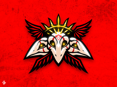 KING RAVENS branding crown esports gaming graphic design king logo logotype mascot raven red skeleton skull sports streamer twitchtv ui undead wings youtube