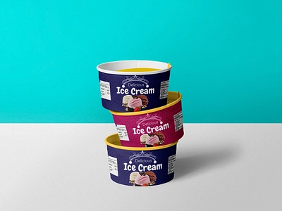 Ice Cream Label Design chocolate cold dairy delicious dessert emblem flavor food frozen gelato ice cream label milk product strawberry summer sweet vanilla vintage waffle