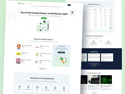 Unlistedzone website design brand identity business corporate finance homepage landingpage marketing sharemarket ui uiux website