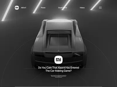 Xiaomi Car Website Concept Design 3d car electric ev model modern product web web design website design