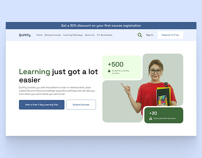 Online School Landing Page freelance graphic design ui ux