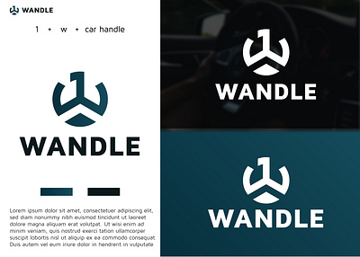 Wandle Logo Design with 1+W+Car Handle 1 brand identity branding business car car handle corporate driver graphic design handle illustration letter logo logo logo design mechanic w w logo
