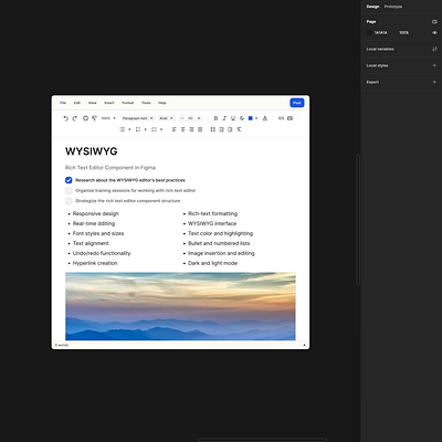 Responsive WYSIWYG Rich Text Editor in Figma branding design design system figma interface rich text editor ui ui kit ux wysiwyg