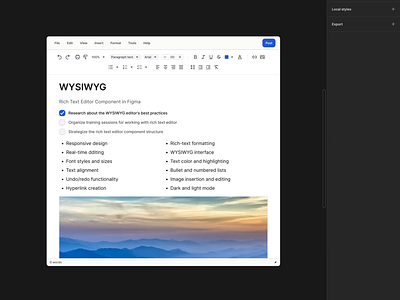 Responsive WYSIWYG Rich Text Editor in Figma branding design design system figma interface rich text editor ui ui kit ux wysiwyg