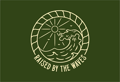 Raised by The Waves adventure apparel apparel design beach holiday illustration line art monoline nature ocean outdoors sea summer surfboard surfer surfing tattoo travel vacation waves