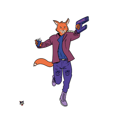Fox Lord cartoon fox gun illustration soda space star starlord vector