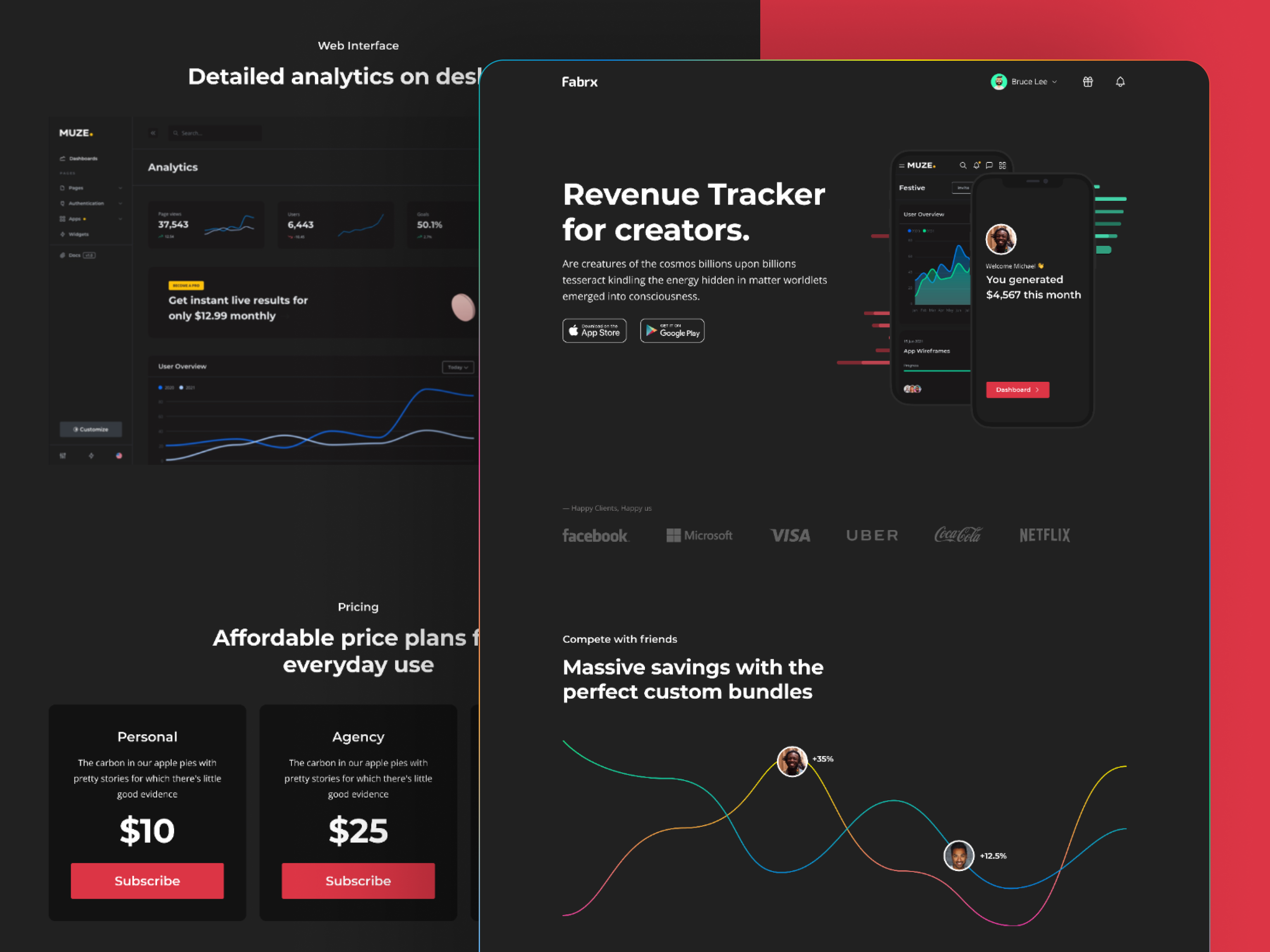 Revenue Tracker Website Landing Page app app design branding design figma design graphic design illustration landing page design logo revenue tracker website ui ux vector web app design web application design website design