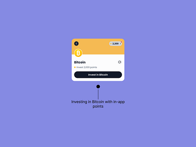 UI Card for Investing with in-app points achievements app design bitcoin crypto figma gamification mobile app rewards ui ui design ui kit uiux ux ux design