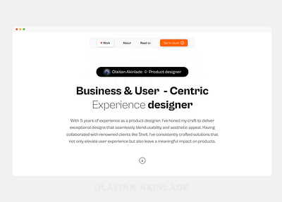 Product designer portfolio hero section design product design typography ui ux