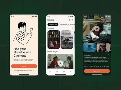 Cinemate: Your AI-Powered Cinema Companion ai app app design chatbot cinema concept creative daily ui design gen ai illustration mobile app mobile app design mobile design mobile ui ui ui design ui ux uiux ux