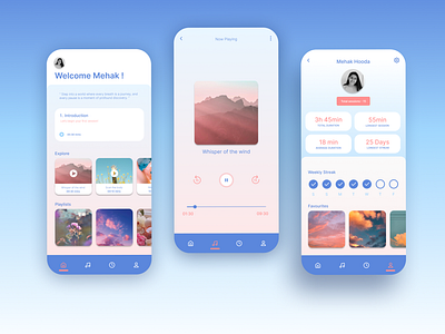 Meditation App UI Design design graphic design mobileapp typography ui uiconcept