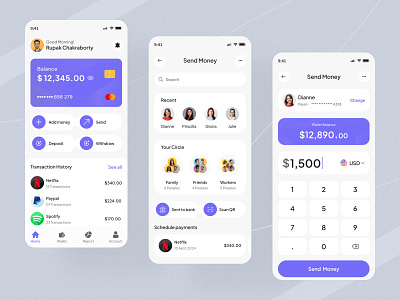 Mobile Banking App Design app bank app bank card banking best designer card app credit card dribbble best shot financial fintech mobile mobile banking app mobile ui mobile wallet money money management payment rupak chakraborty send money wallet app