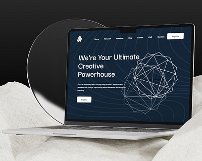 WhimWizard Creative Agency Website Design black blue clients page creative creative agency dark graphic design home page landing page laptop mockup simple ui user experience user interface website white