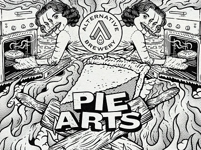 Pie Arts 50s baking beer beer label brewery craft beer design feijoa food graphic design halftone illustration kitchen lemon pie pastry pie retro sour ale vintage