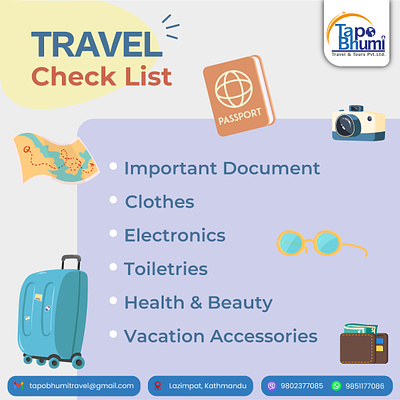 Travel Check List 2024 design graphic design illustration postdesign socialmediapost travelchecklist travelpost