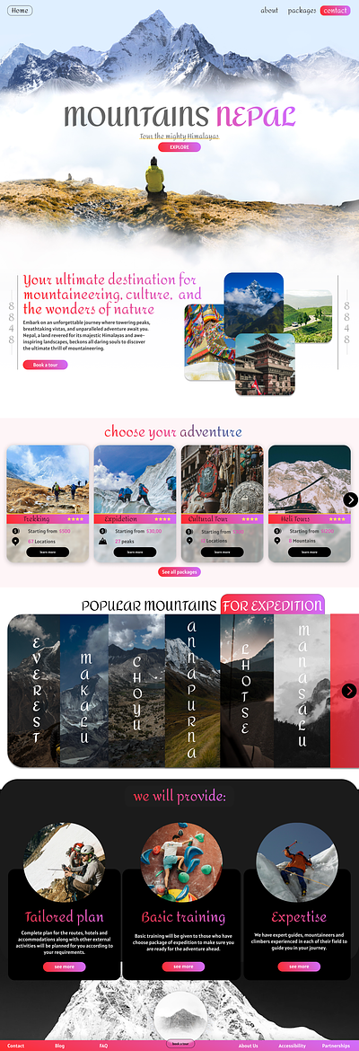 Mountaineering website design figma design graphic design landing page travel website ui website design